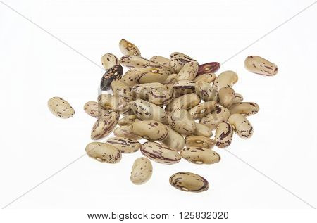 Yellow Saluggia beans pile isolated on white background