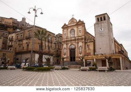View of the Madonna del Carmine church in Calascibetta
