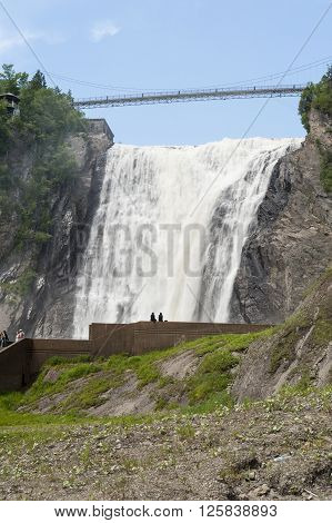 BEAUPORT QUEBEC/CANADA - JUNE 14 2010: View dramatizes scale of 275-foot Montmorency Falls
