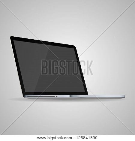 Vector  laptop isolated on gray with empty screen