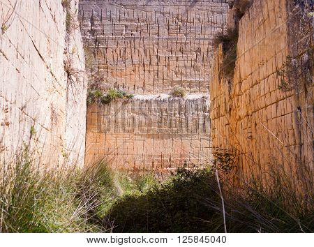 View of the rock cave in Calascibetta. Sicily