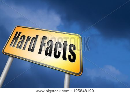 hard facts or proof, scientific proven fact, road sign billboard.