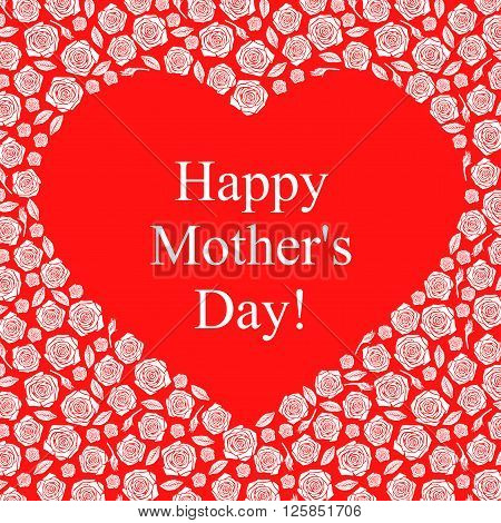 Vector illustrations of Mothers day greeting roses card on red background
