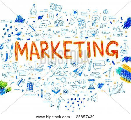 Hand Drawn Style Business Design. Pencil Sketch. Set of application development, web site coding, information and mobile technologies vector icons and elements. Marketing concept.