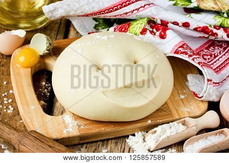 Fresh dough ready for baking selective focus