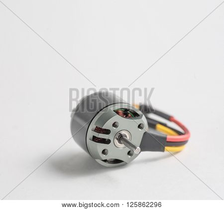 Small electric motor DC current for model of ship or aircraft, a lot of copyspace
