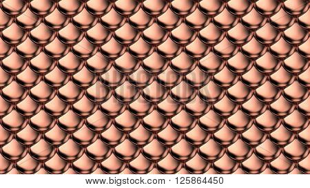 Gold metallic armor scales background. 3d rendering.