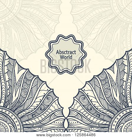 Abstract  Background   with Zen doodle or  Zen tangle  pattern black on white for coloring page or relax coloring book or wallpaper or for decorate package clothes  or creative Post Card
