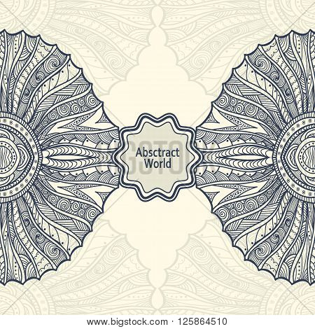 Abstract  Background   with Zen doodle or  Zen tangle  pattern black on white for coloring page or relax coloring book or wallpaper or for decorate package clothes  or creative Post Card