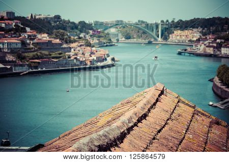 Panorama of Porto Old Town and Duoro river. Portugal