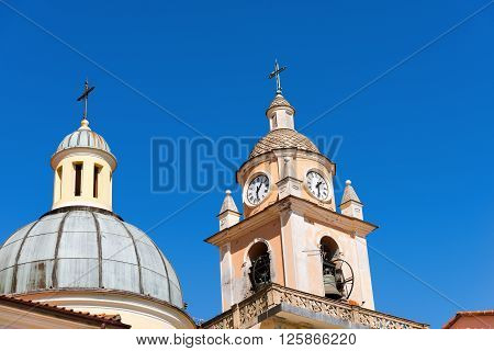 Detail of the church of San Terenzo (XVII century) typical coastal village in Liguria Lerici La Spezia - Italy