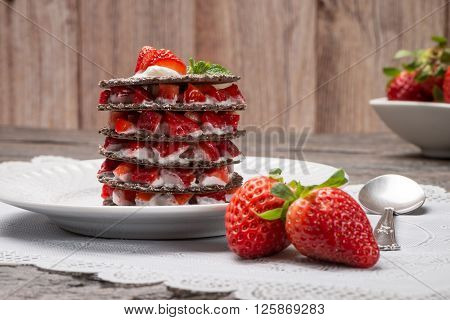 Strawberries Desert With Cream