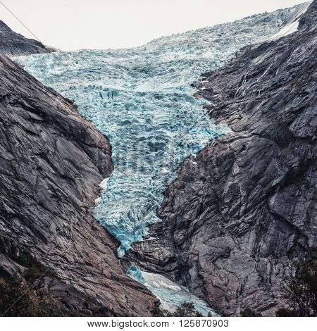 Briksdalsbreen glacier in Norway. Summer season.