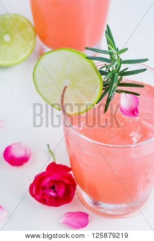 Refreshing Summer Drink With Strawberry In Glasses