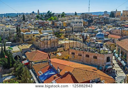 There are a lot of viewpoints overlooking Jerusalem from the top one of the best is the bell tower of the Lutheran Kirche of the Redeemer Israel.
** Note: Soft Focus at 100%, best at smaller sizes