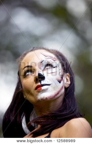 donna con l'arte di faccia di tigre