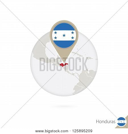 Honduras Map And Flag In Circle. Map Of Honduras, Honduras Flag Pin. Map Of Honduras In The Style Of