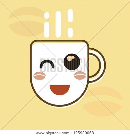 cup of coffee with funny winking attractive face