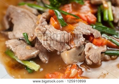 Food series : Fried pork with oyster sauce