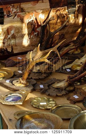 Roebucks trophies flea market  decorative objects animals theme.