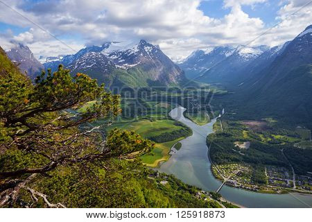 Rampestreken. Beautiful views of the Romsdalsfjorden and Andalsnes Norway