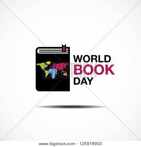 world book and copyright day logo icon flat design vector