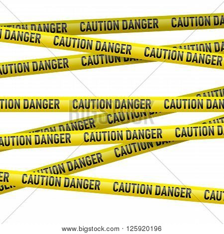 Realistic caution and danger yellow tape. Illustration on white background