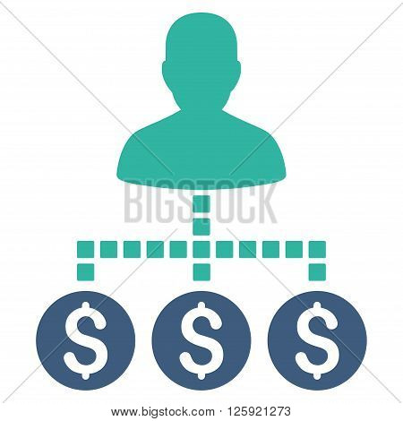 Client Payments vector toolbar icon. Style is bicolor flat icon symbol, cobalt and cyan colors, white background, square dots.