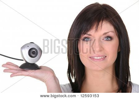 用网络摄像头年轻女子肖像