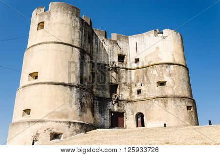 view of the castle of Evoramonte close to Evora Alentejo portugal.