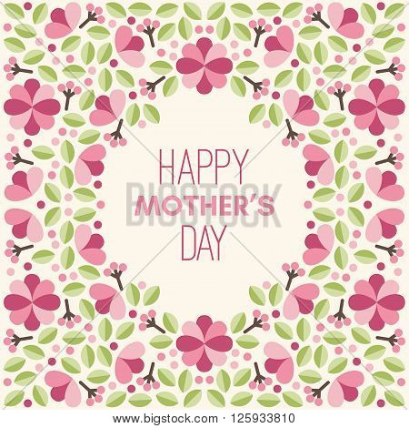 Happy Mothers Day. Hand-drawn Greeting Card With Flowers. Vector Illustration