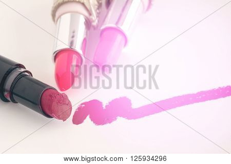 Beauty Background,pink Filter Vintage Style Red Tone Lipsticks