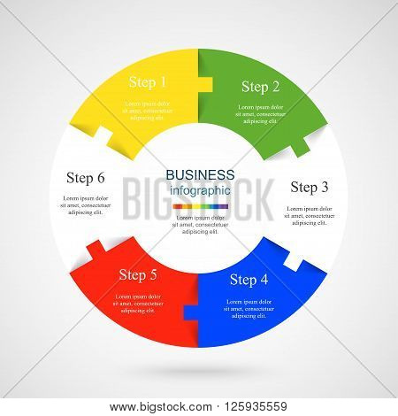 Vector infographic. Template for diagram graph presentation and chart. Business concept with 6 options parts steps or processes.