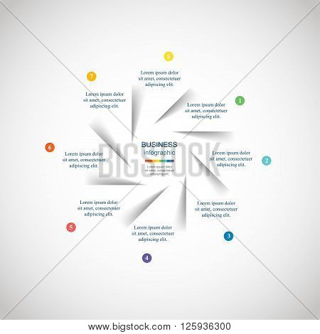 Template for diagram graph presentation and chart. Business concept with 8 options parts steps or processes.
