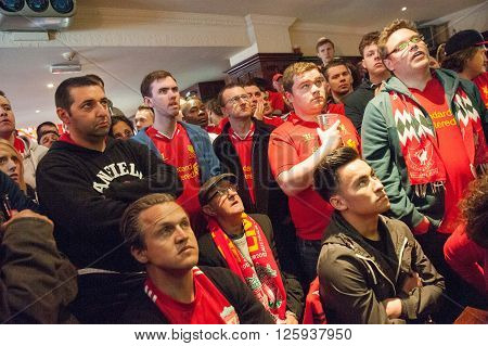 LIVERPOOL, UK - MAY 11th 2014: Liverpool Football Club supporters outside Anfield for the final title race match of the season against Newcastle