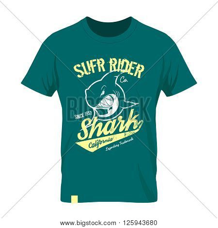 Premium quality superior shark retro logo concept. Shabby t-shirt and hoodie emblem.