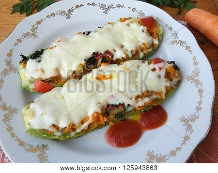 Squash oyster mushrooms goutweed puff with carrot, cooking with wild plants, with greenary