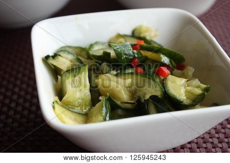 Chinese salad broken cucumber with pepper sauce