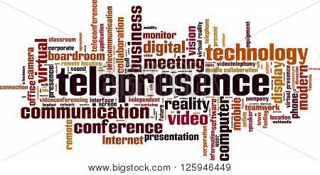 Telepresence word cloud concept. Vector illustration on white