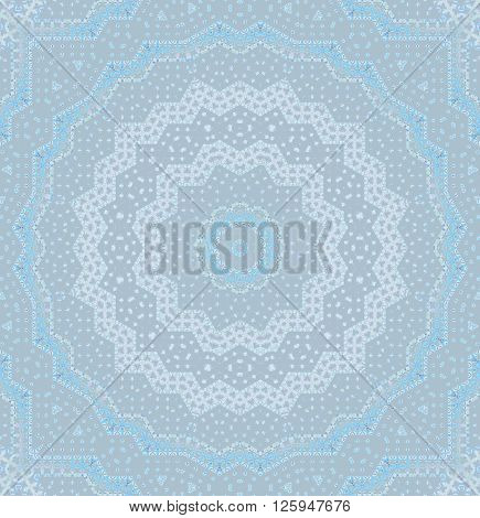 Abstract geometric seamless background. Delicate concentric circle ornament in light gray shades with elements in pastel blue, gauzy and dreamy.