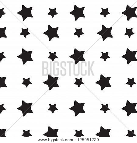 Stars sky black white pattern. Stars background and starburst stars sky space star pattern festive repetition monochrome star. Vector flat design illustration