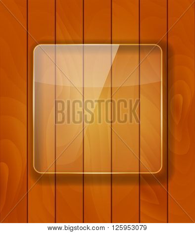 Glass Frame on Checkered  Abstract Woody Background. Vector Illustration. EPS10
