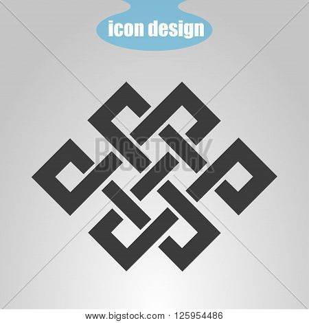 Icon endless knot on a gray background. Vector illustration. Buddhist symbol