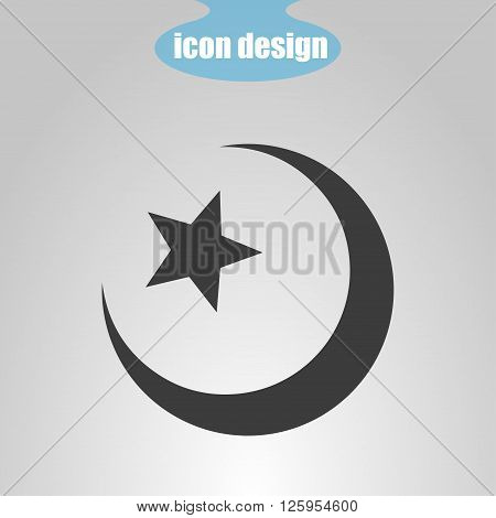 Star and crescent on a gray background. Vector illustration. Islamic symbol