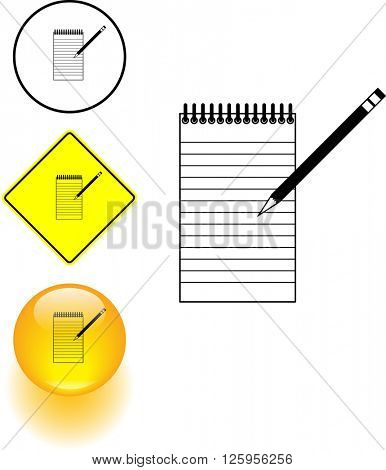 notepad and pencil symbol sign and button