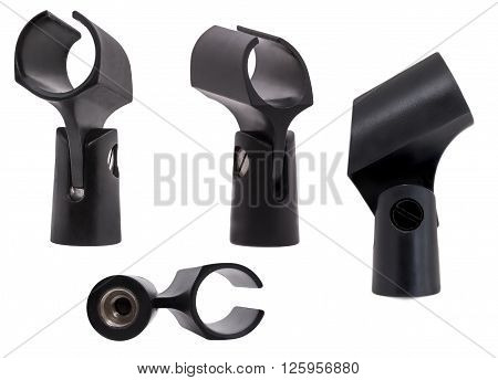 Black microphone holder, mounting on the rack