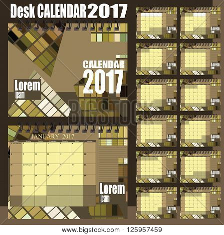 Stylish vector desk calendar 2017 - olive green