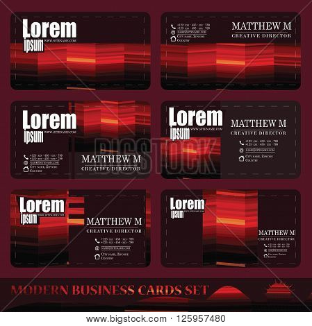 Stylish vector business card - red green yellow