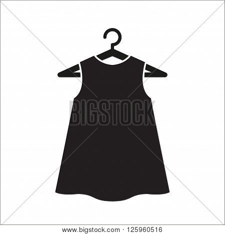 Girl little black dress on hanger. Dress Icon