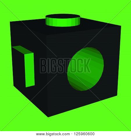 Vector colorful cube 3d green black box